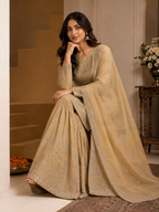 Zarq-e-Meher Rangoli Crush Kurta Sharara Set with Stone Embroidery