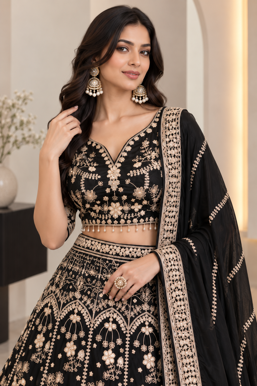 Viana Premium Chinon Silk Lehenga Choli Set with Sequins, Zari & Dori Work