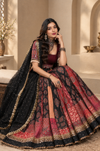 Zehra Heavy Muslin Cotton Printed Mirror Work Lehenga with Dupatta