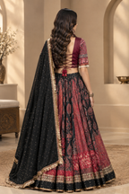 Zehra Heavy Muslin Cotton Printed Mirror Work Lehenga with Dupatta