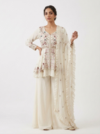 Party Wear Embroidered Sharara Set with Silk Dupatta