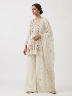 Party Wear Embroidered Sharara Set with Silk Dupatta