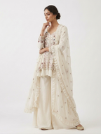 Party Wear Embroidered Sharara Set with Silk Dupatta
