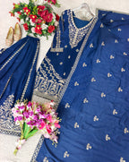 Ruhani Cp-Vichitra Silk 5mm Sequins Embroidered Sarara Suit with Dupatta