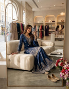 Ruhani Cp-Vichitra Silk 5mm Sequins Embroidered Sarara Suit with Dupatta