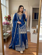 Ruhani Cp-Vichitra Silk 5mm Sequins Embroidered Sarara Suit with Dupatta