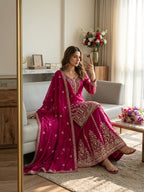 Ruhani Cp-Vichitra Silk 5mm Sequins Embroidered Sarara Suit with Dupatta