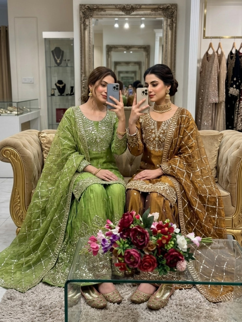 Aarvisha Fendy Silk 5mm Sequins Embroidered Sarara Suit with Dupatta