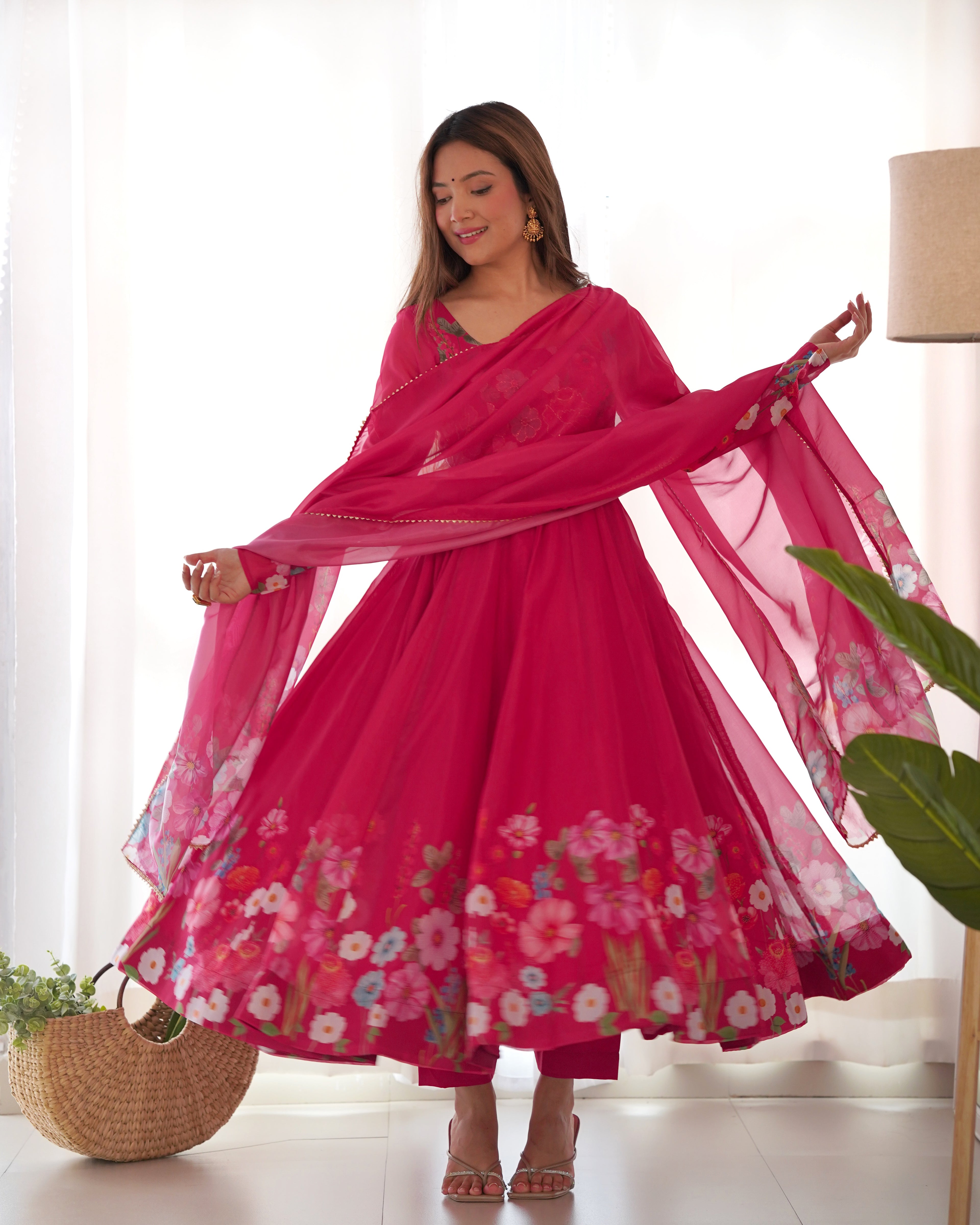 Gulrang Organza Silk Handworked Anarkali Set with Gota Patti Dupatta
