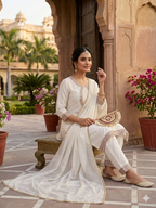 Rajnandini Roman Silk Embroidered Kurti Pant with Georgette Dupatta