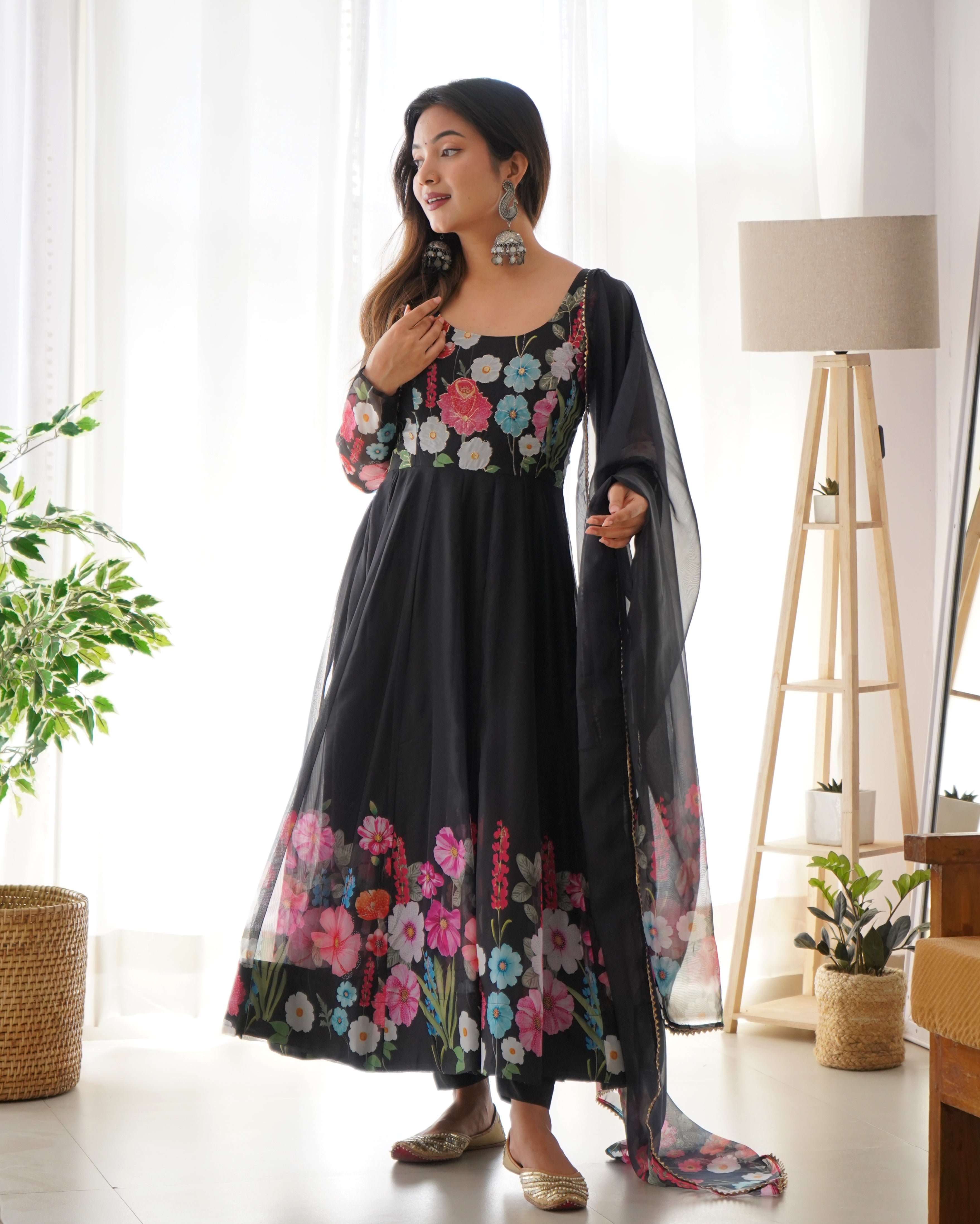 Gulrang Organza Silk Handworked Anarkali Set with Gota Patti Dupatta