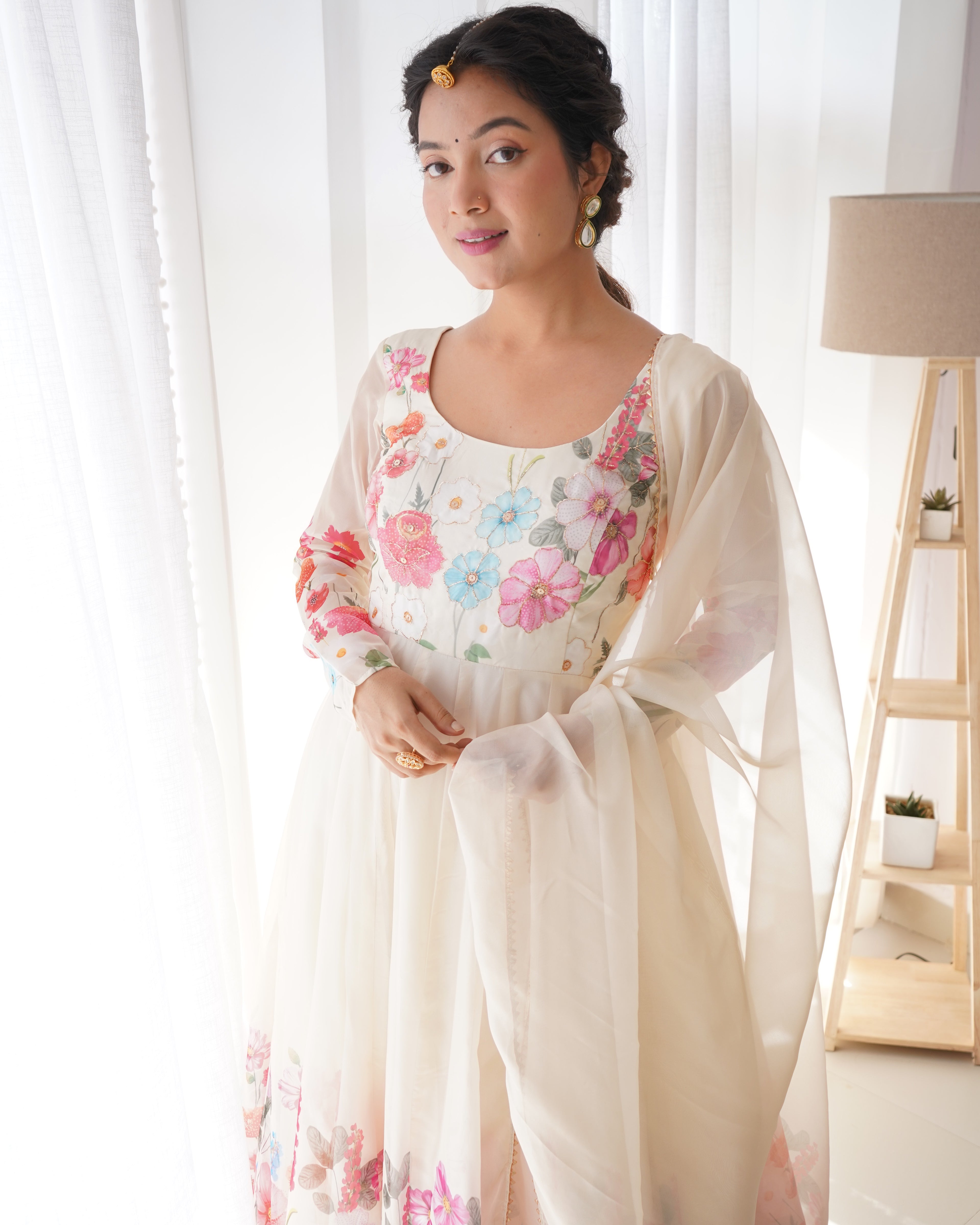 Gulrang Organza Silk Handworked Anarkali Set with Gota Patti Dupatta