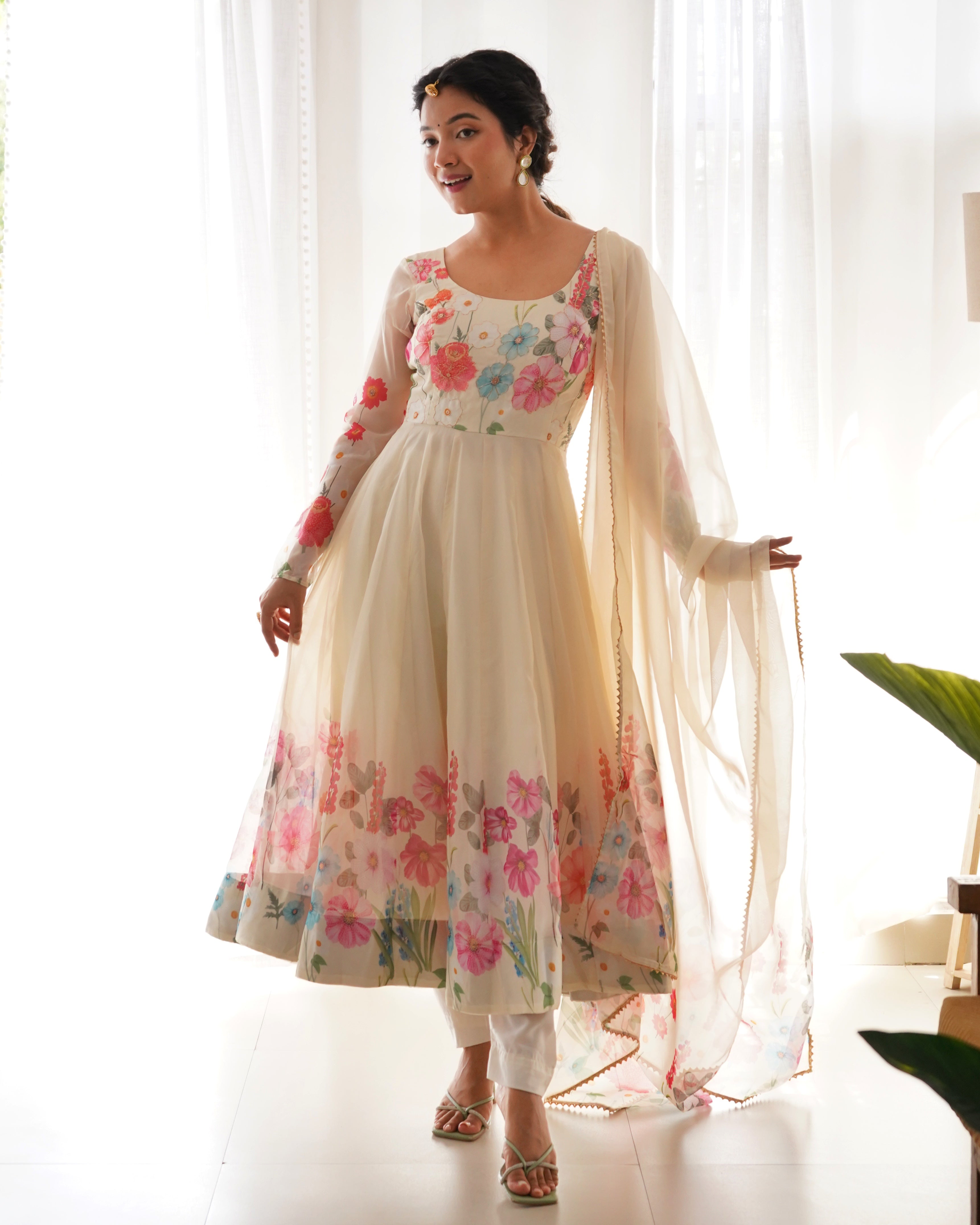 Gulrang Organza Silk Handworked Anarkali Set with Gota Patti Dupatta
