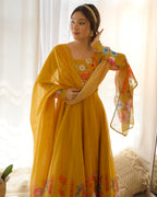 Gulrang Organza Silk Handworked Anarkali Set with Gota Patti Dupatta