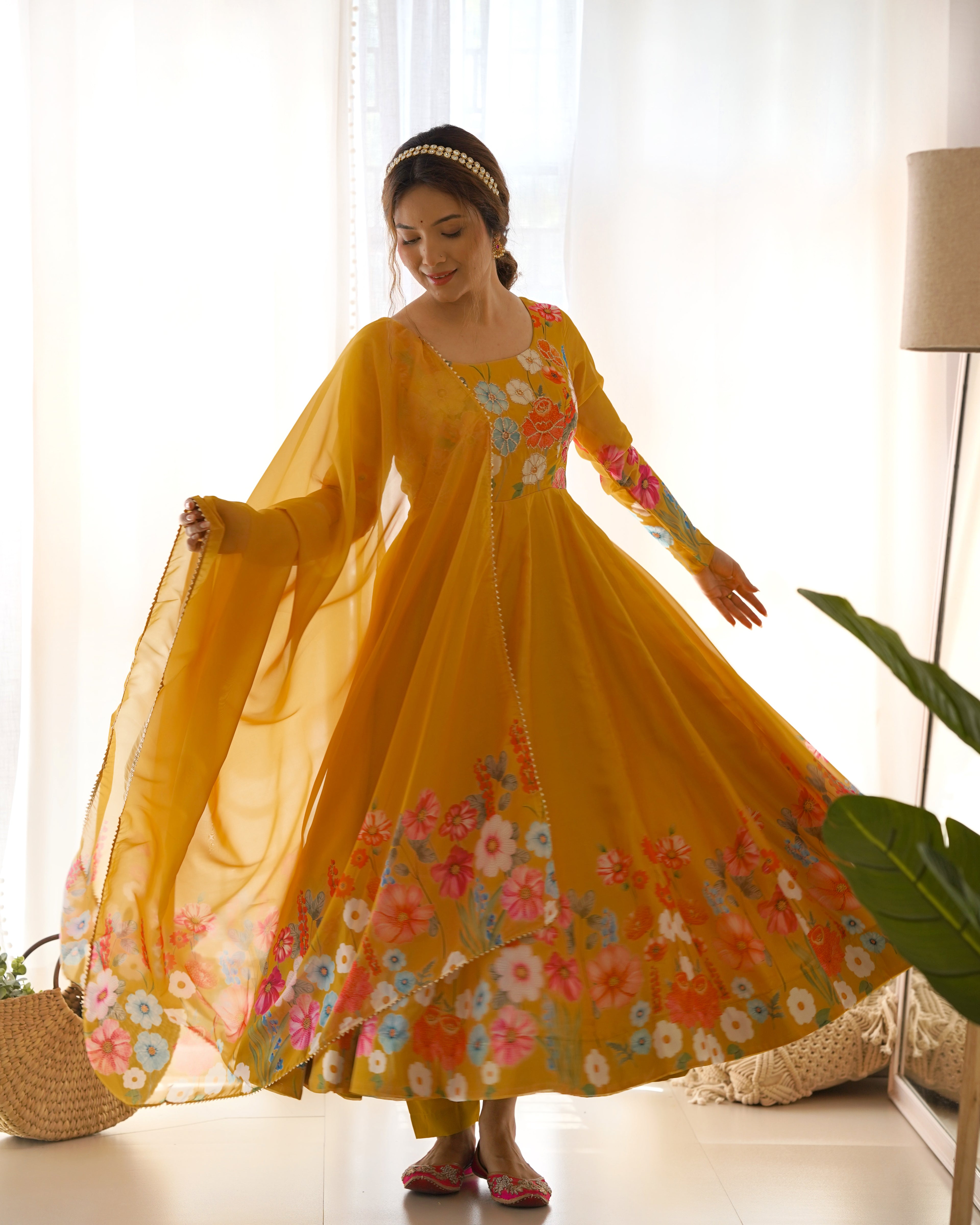 Gulrang Organza Silk Handworked Anarkali Set with Gota Patti Dupatta