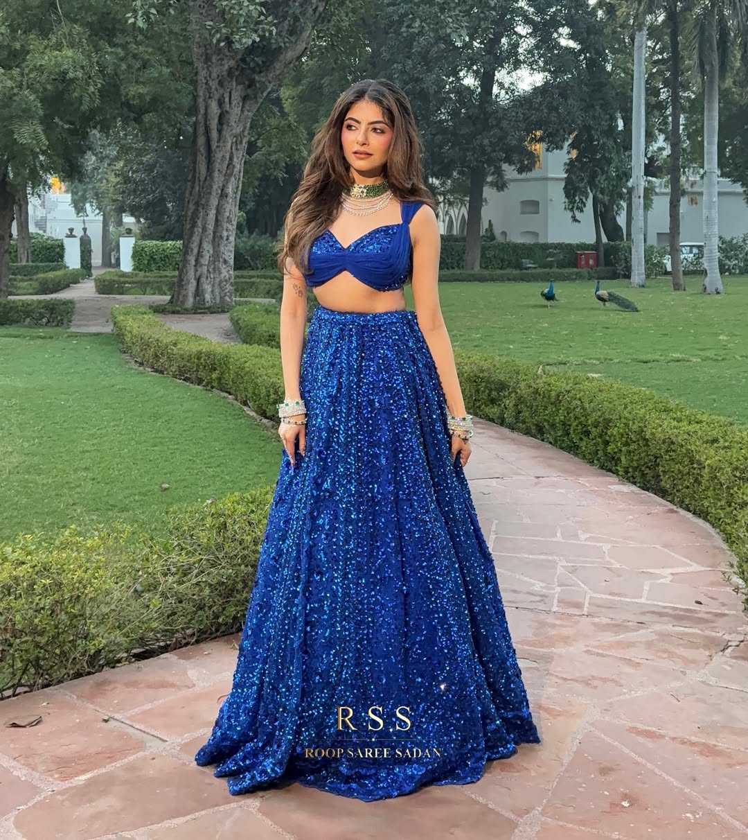Aarini Royal Blue Georgette Sequin & Dori Work Lehenga Choli with Net Dupatta