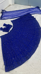 Aarini Royal Blue Georgette Sequin & Dori Work Lehenga Choli with Net Dupatta