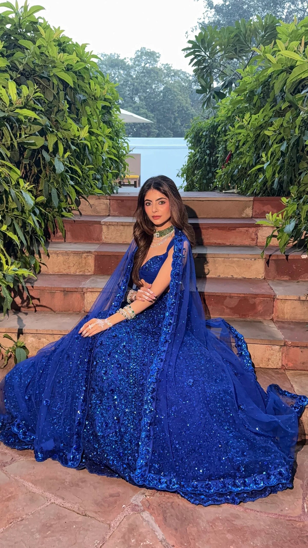 Aarini Royal Blue Georgette Sequin & Dori Work Lehenga Choli with Net Dupatta