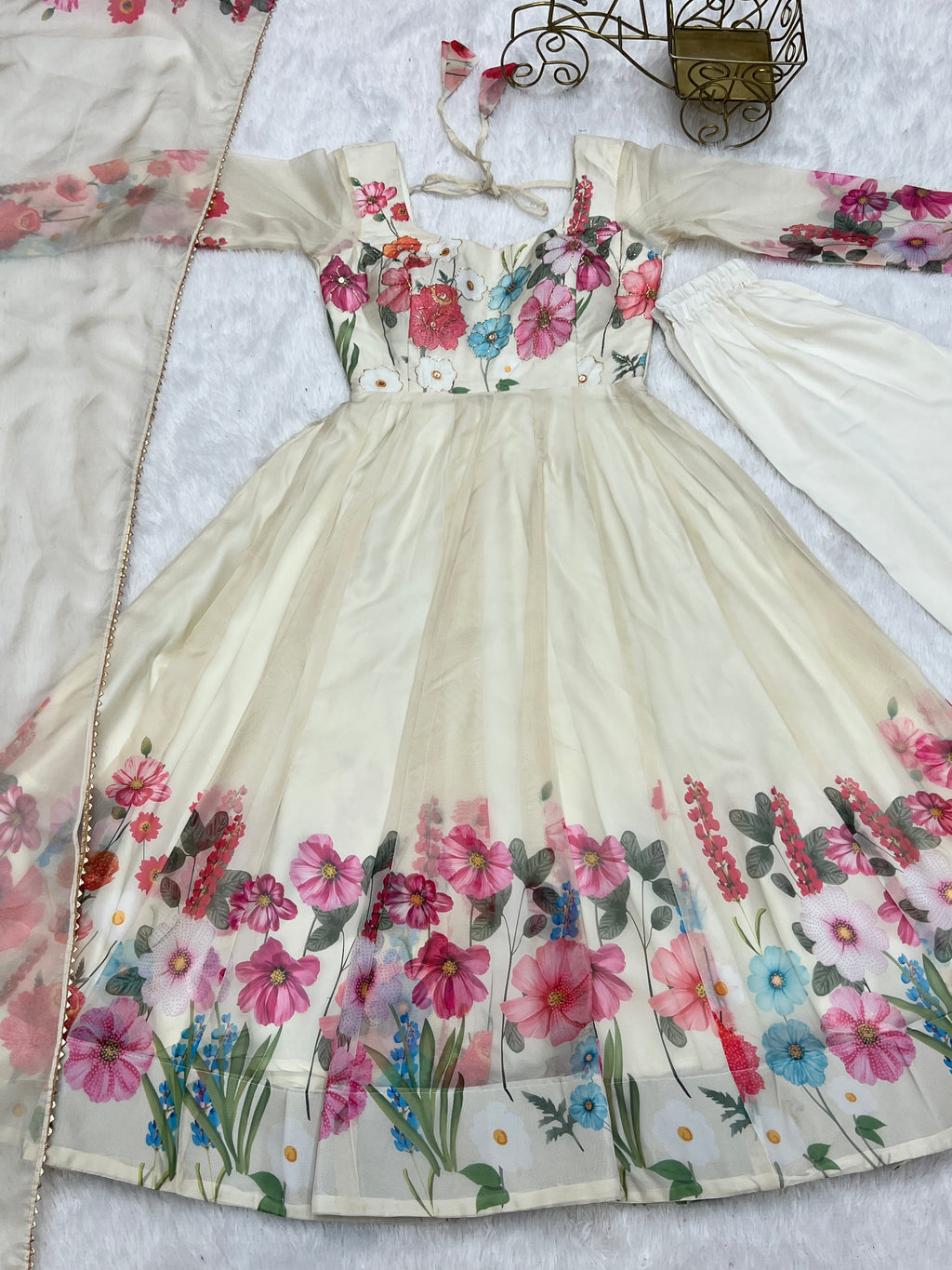 Gulrang Organza Silk Handworked Anarkali Set with Gota Patti Dupatta
