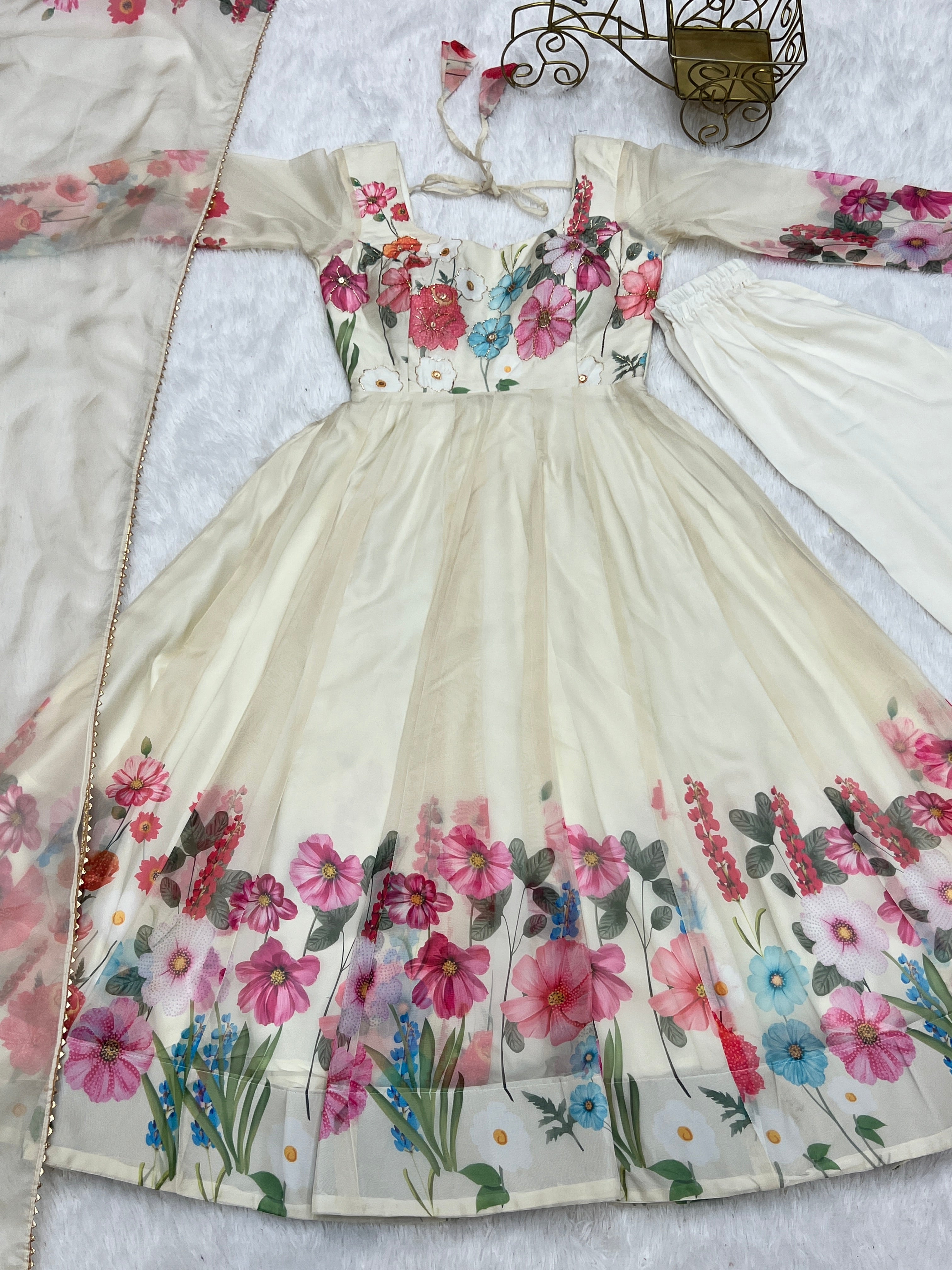 Gulrang Organza Silk Handworked Anarkali Set with Gota Patti Dupatta