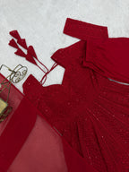 Noor-e-Lucknow Georgette Anarkali Set with Ruffle Dupatta & Pant