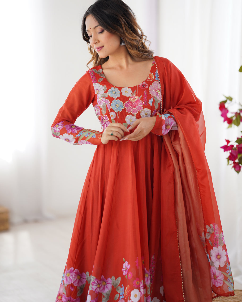 Gulrang Organza Silk Handworked Anarkali Set with Gota Patti Dupatta