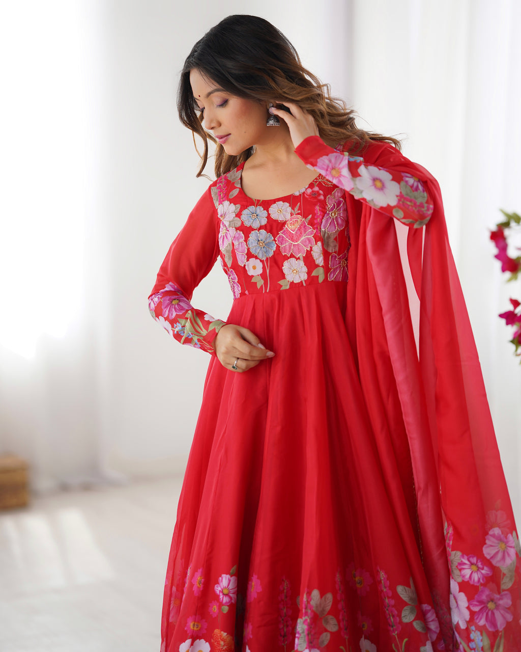 Gulrang Organza Silk Handworked Anarkali Set with Gota Patti Dupatta