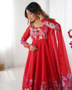 Gulrang Organza Silk Handworked Anarkali Set with Gota Patti Dupatta