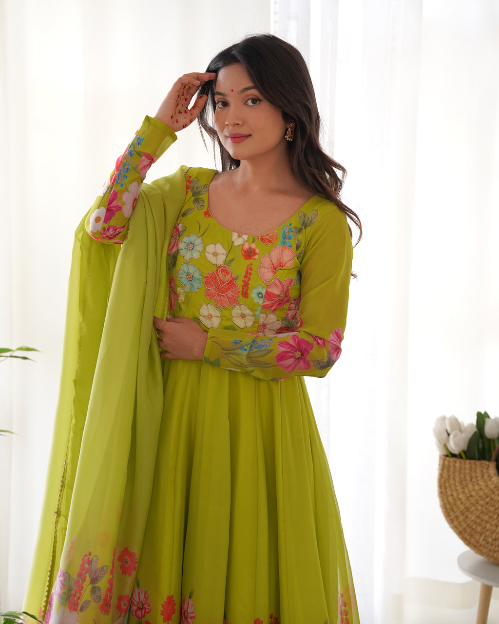 Gulrang Organza Silk Handworked Anarkali Set with Gota Patti Dupatta