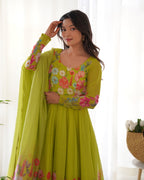 Gulrang Organza Silk Handworked Anarkali Set with Gota Patti Dupatta