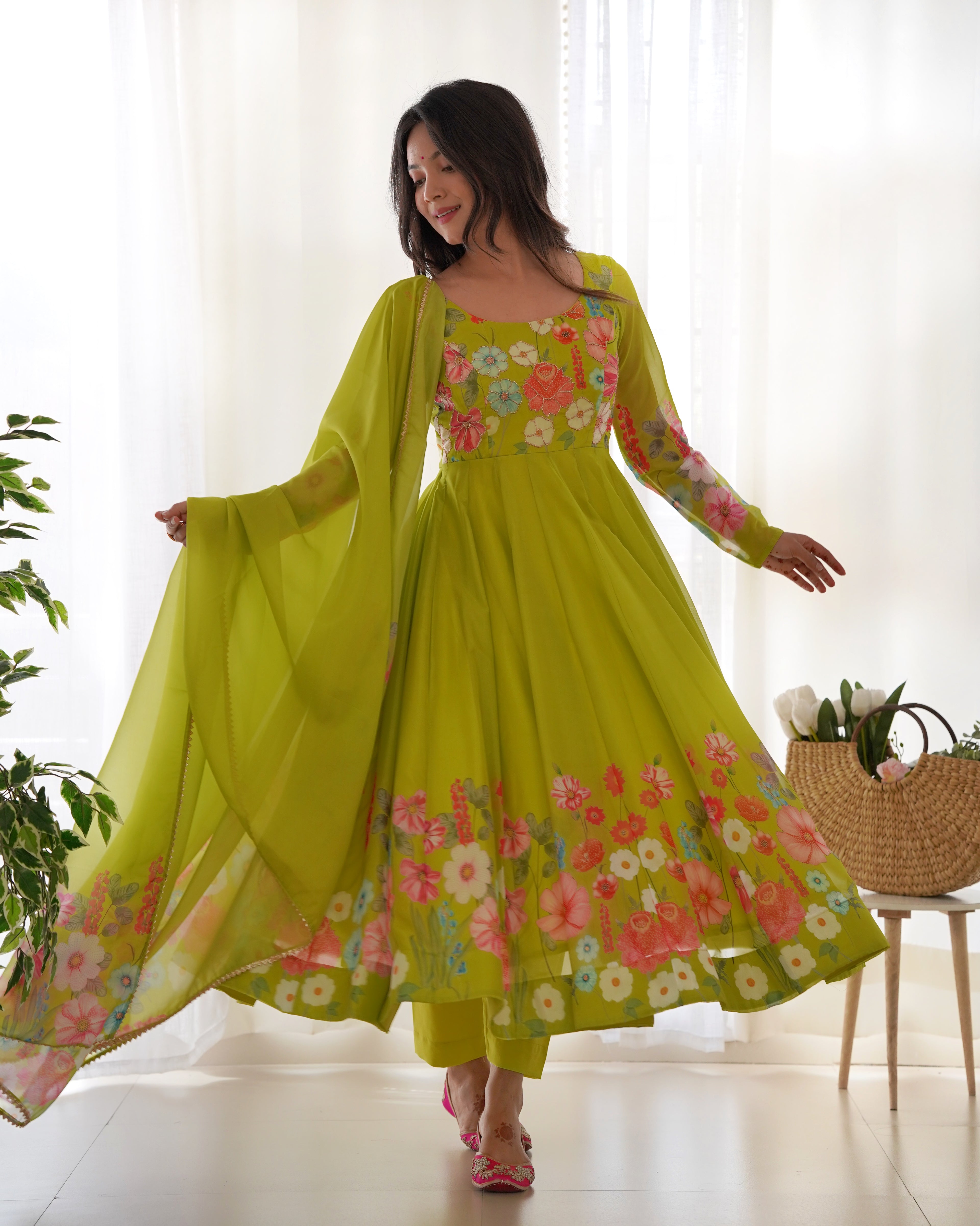 Gulrang Organza Silk Handworked Anarkali Set with Gota Patti Dupatta