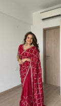 Noor Vastra Designer Fendy Silk Thread & Sequins Embroidered Saree with Heavy Embroidered Blouse