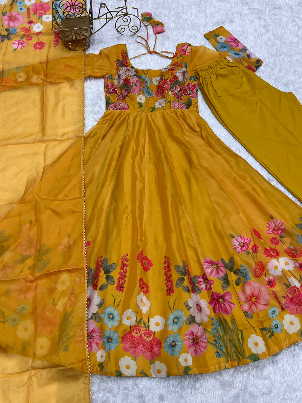 Gulrang Organza Silk Handworked Anarkali Set with Gota Patti Dupatta
