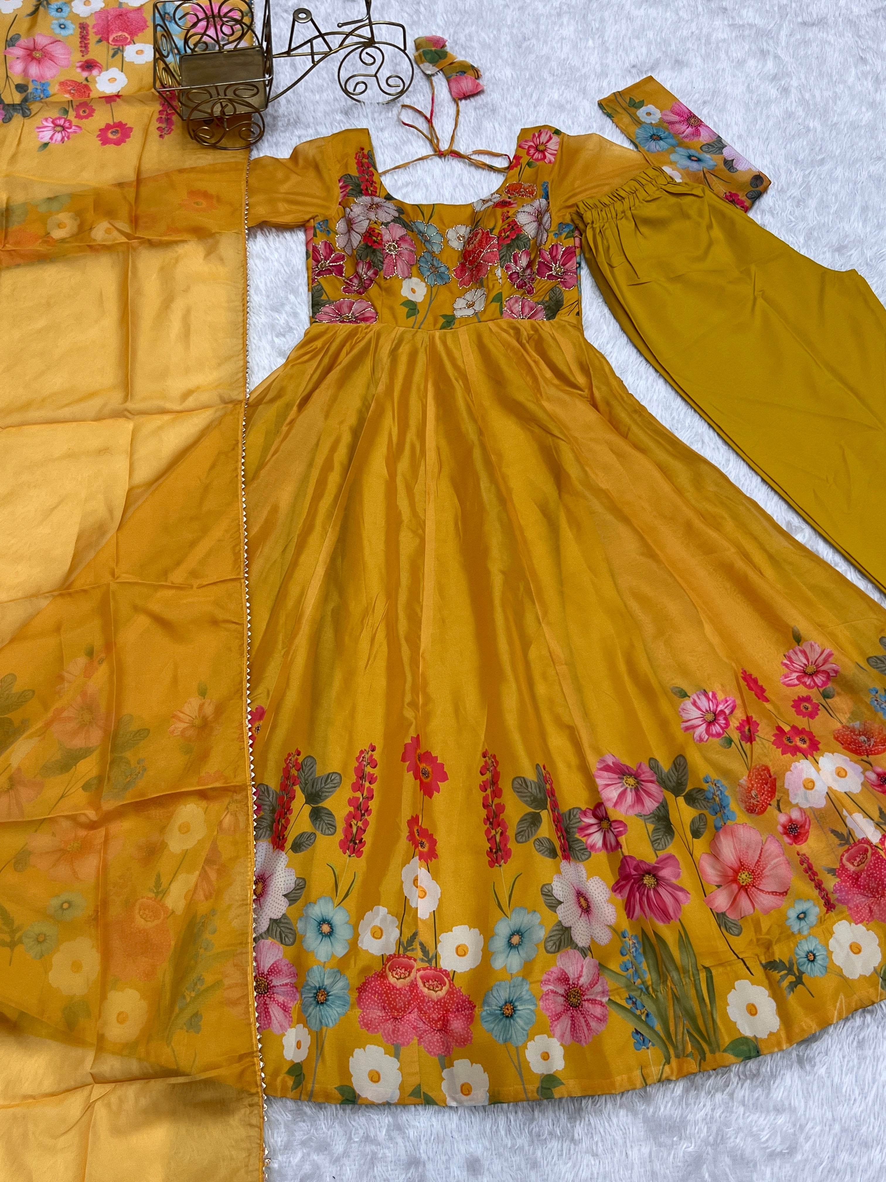 Gulrang Organza Silk Handworked Anarkali Set with Gota Patti Dupatta