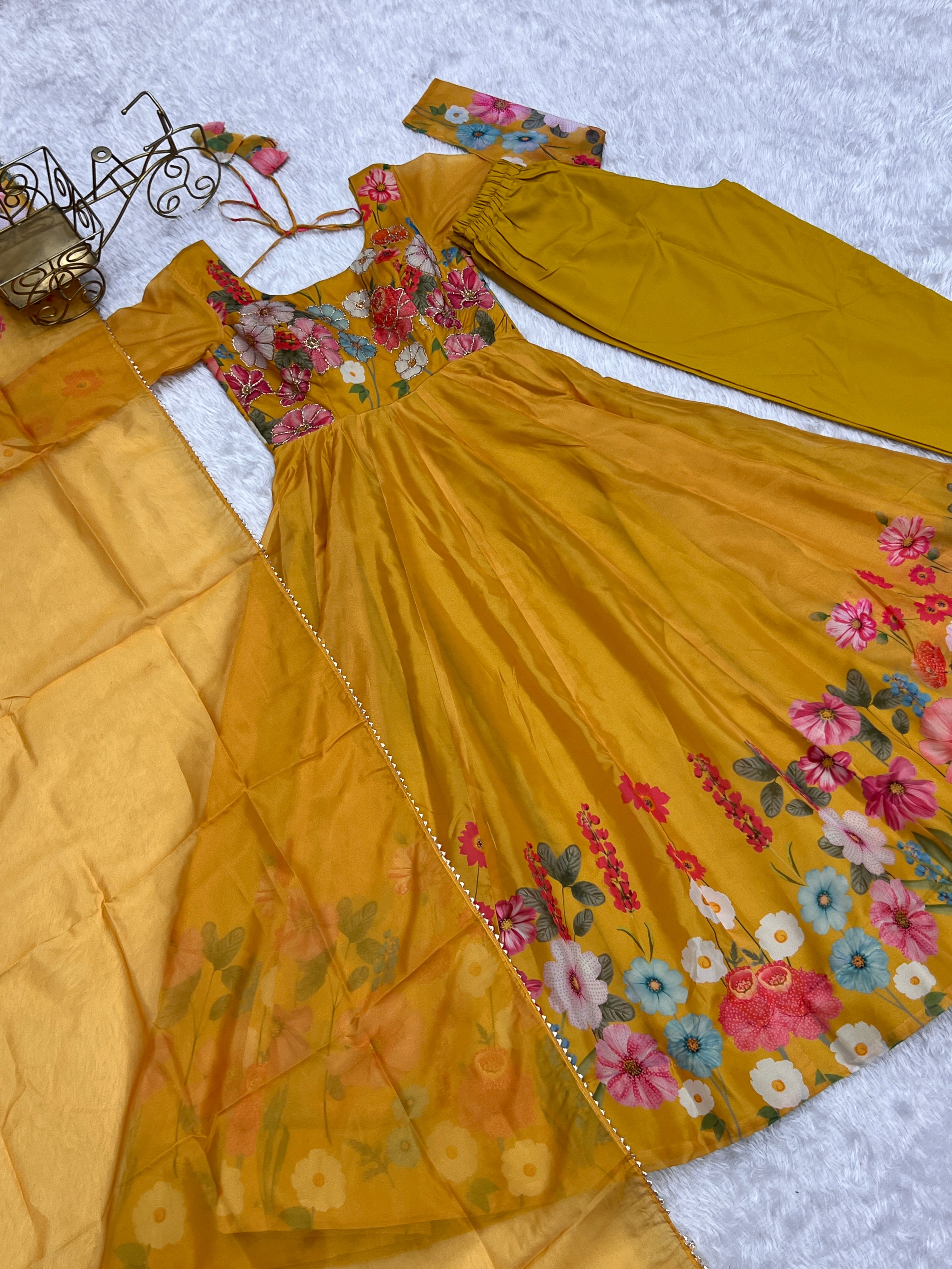 Gulrang Organza Silk Handworked Anarkali Set with Gota Patti Dupatta