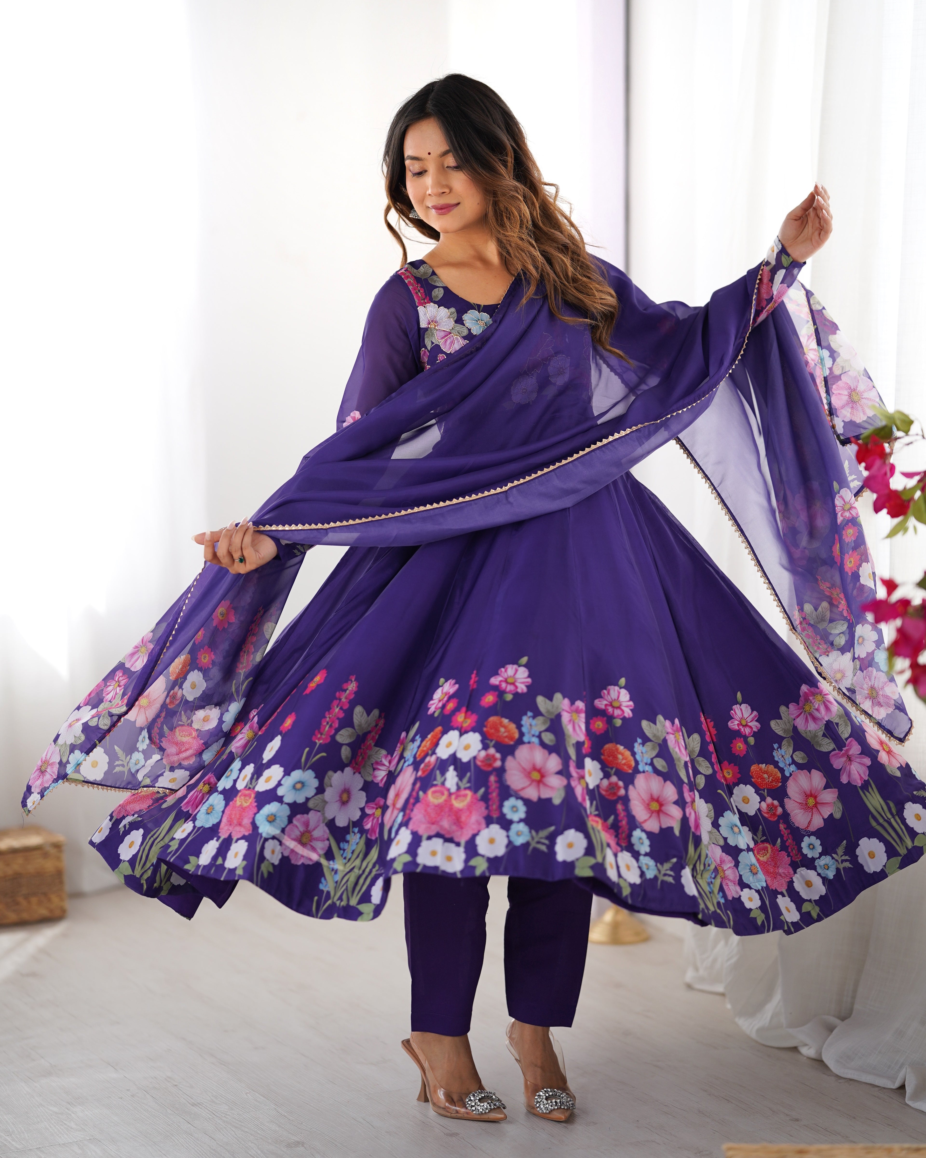 Gulrang Organza Silk Handworked Anarkali Set with Gota Patti Dupatta