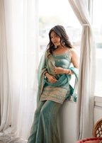 Navyasha Gorgeous Frendy Silk Embroidered Kurta with Bell Bottom & Dupatta