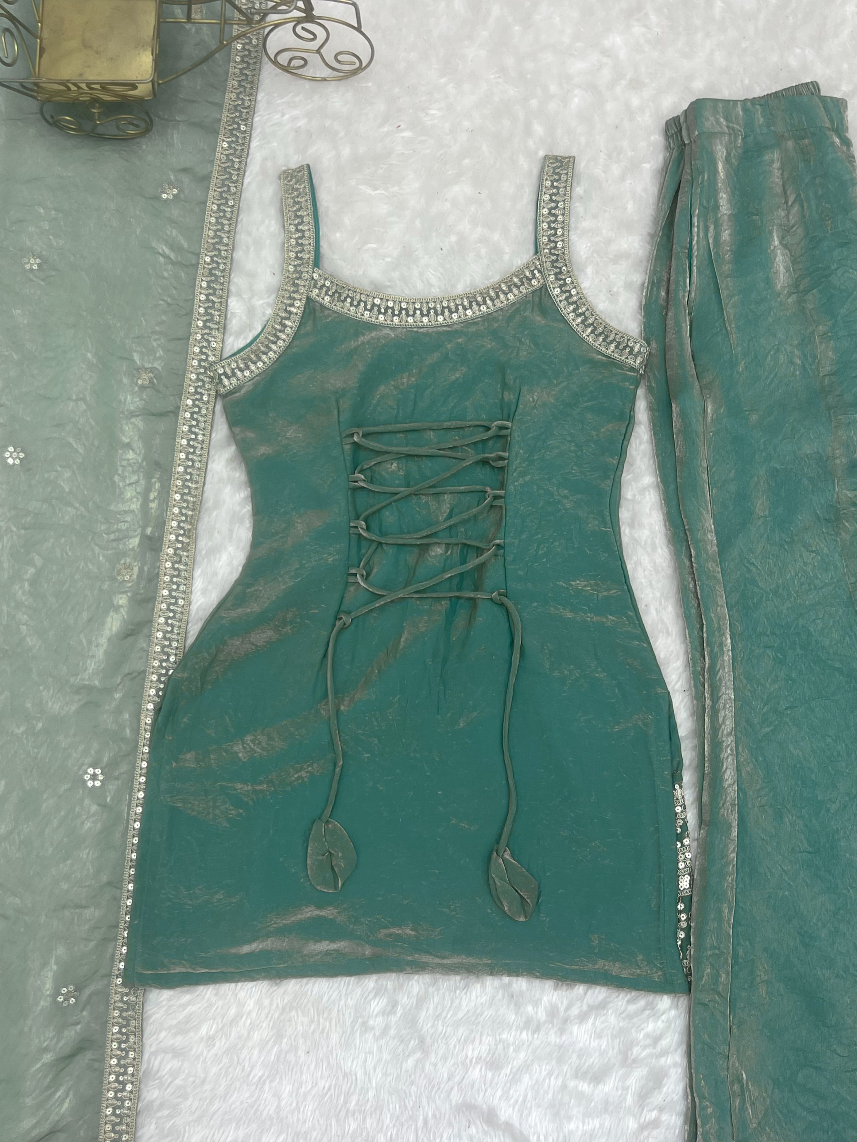 Navyasha Gorgeous Frendy Silk Embroidered Kurta with Bell Bottom & Dupatta