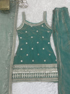 Navyasha Gorgeous Frendy Silk Embroidered Kurta with Bell Bottom & Dupatta