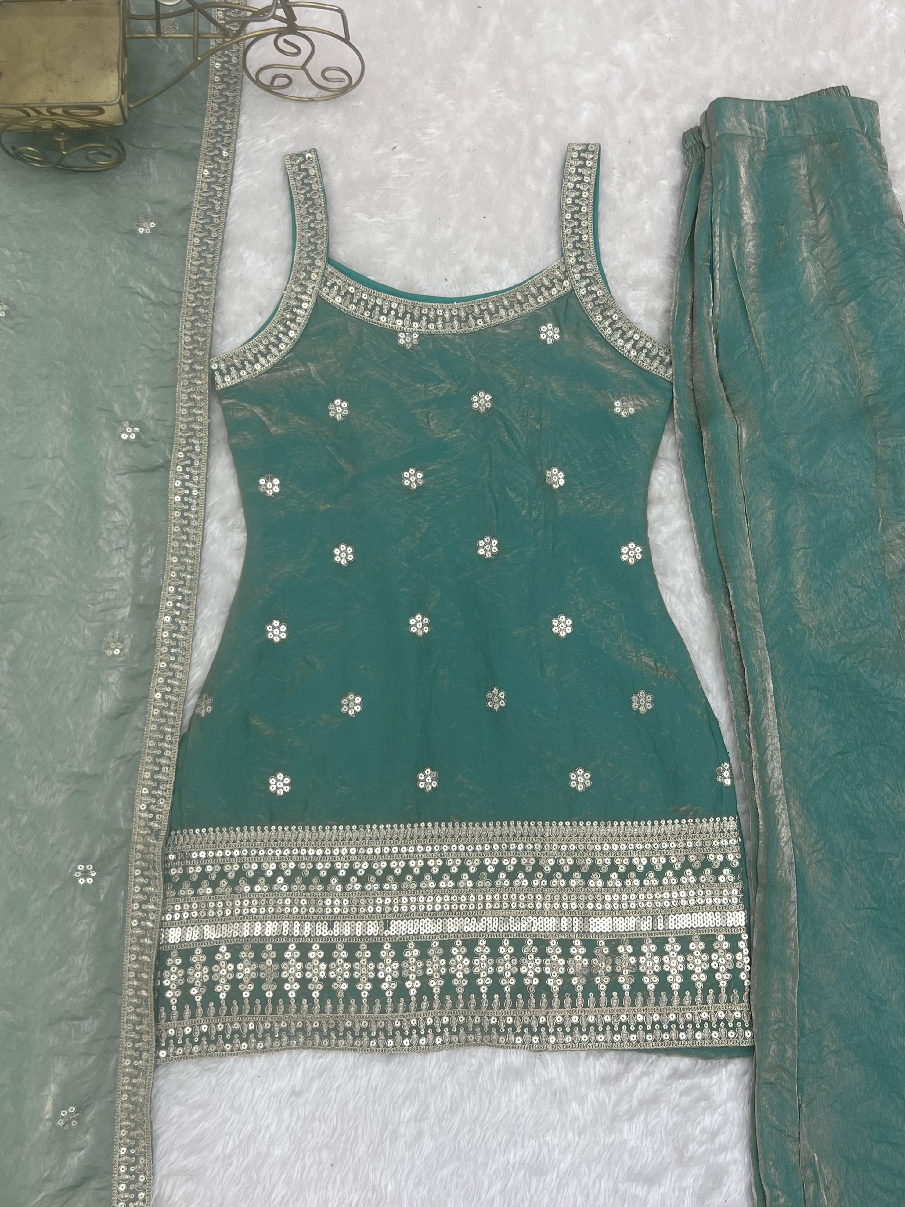 Navyasha Gorgeous Frendy Silk Embroidered Kurta with Bell Bottom & Dupatta