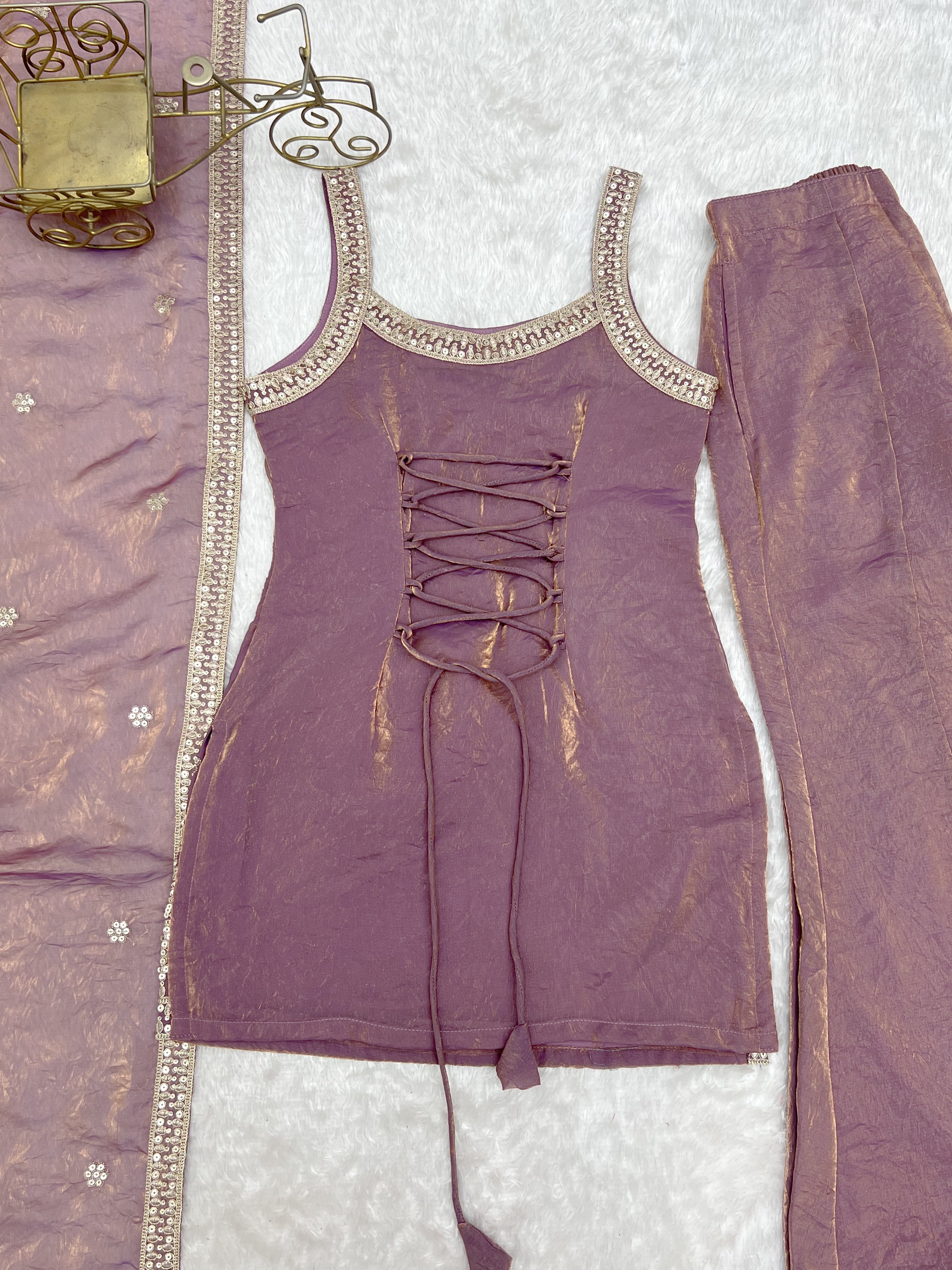 Navyasha Gorgeous Frendy Silk Embroidered Kurta with Bell Bottom & Dupatta