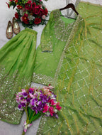 Aarvisha Fendy Silk 5mm Sequins Embroidered Sarara Suit with Dupatta