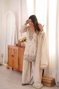 Zelvaira Designer H.O. Silk Heavy Beads, Sequins & Thread Embroidered Suit with Dupatta
