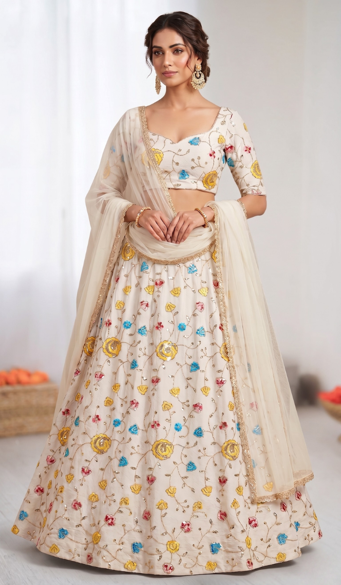 Indian Style Noor Mahal Designer Heavy Embroidery Work Lehenga Choli Set