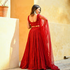 Wedding Wear Sequin Chikankari Lehenga Set with Georgette Dupatta