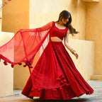 Wedding Wear Sequin Chikankari Lehenga Set with Georgette Dupatta