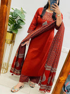 Prisha Cotton Sequins Work Kurti with Pant & Dupatta