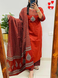 Prisha Cotton Sequins Work Kurti with Pant & Dupatta