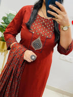 Prisha Cotton Sequins Work Kurti with Pant & Dupatta