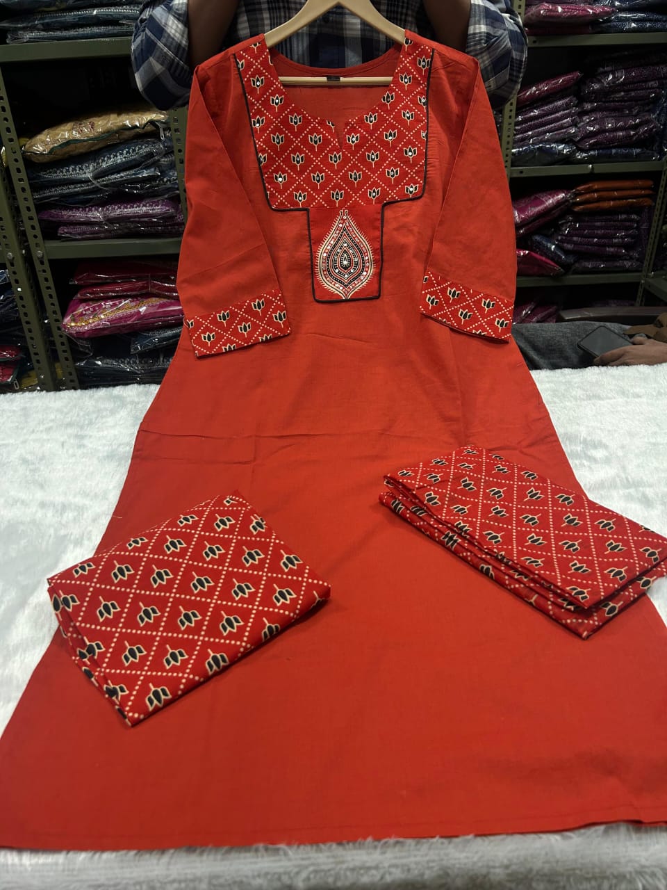 Prisha Cotton Sequins Work Kurti with Pant & Dupatta